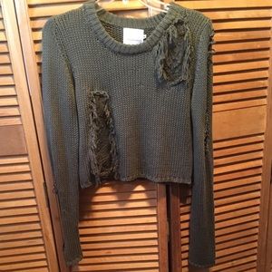 Native Rose Green Hobo Crop Sweater